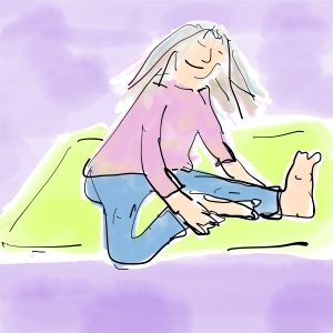 A person doing Yin Yoga